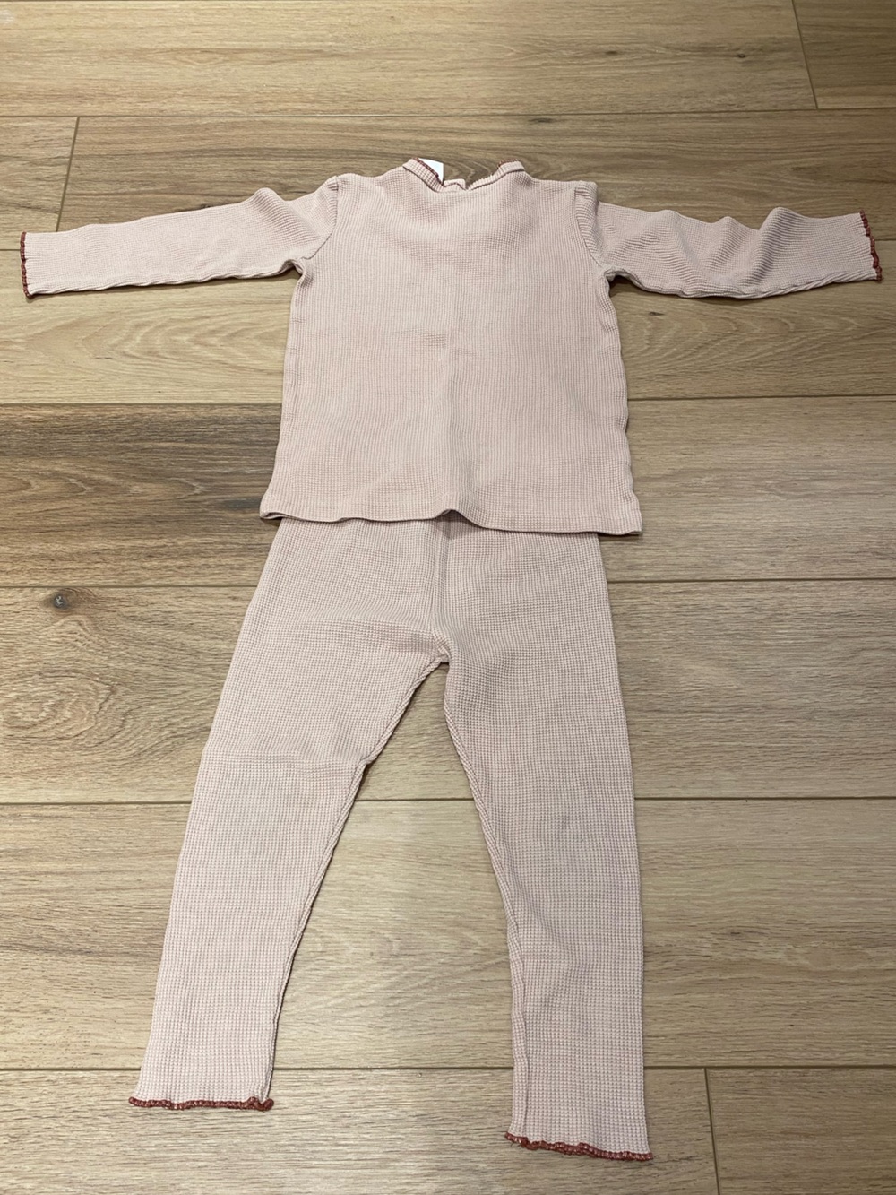 Girls Zara Light Pink Ribbed Two-Piece Thermal Set